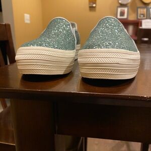 Keds x Kate Spade New York Blue Glitter Triple Decker Slip-On Sneakers